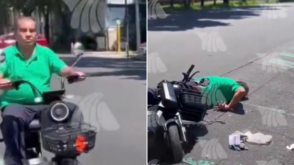 captan en vivo la caída de un adulto mayor en un bache de Azcapotzalco