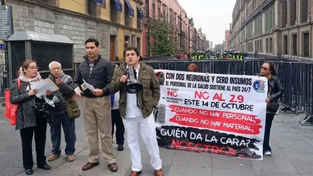 Trabajadores del IMSS protestan en Palacio Nacional: exigen salarios dignos